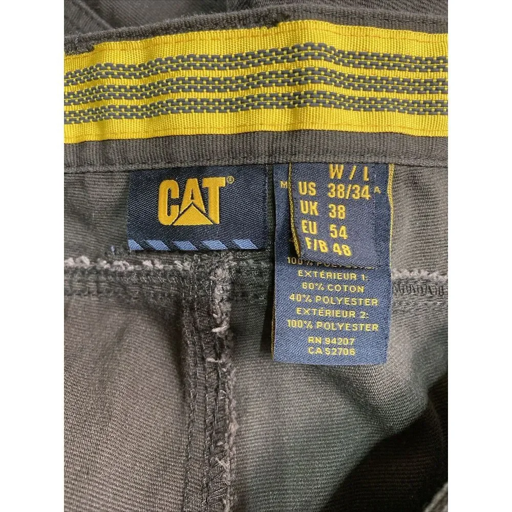 Caterpillar CAT C172 Work Pants Mens 38/34 Brown‎ Hvy Canvas Tool Gear Pockets